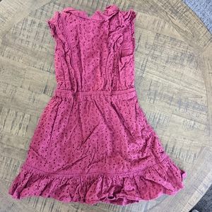 Janie & Jack eyelit cranberry res button back dress, size 5